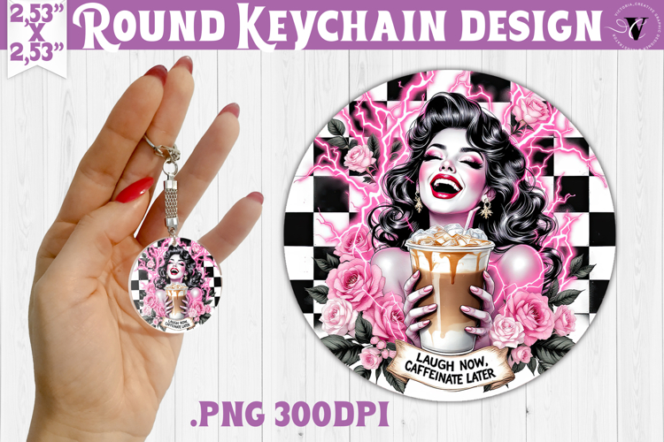 Round keychain | Checkered | Retro and Vintage