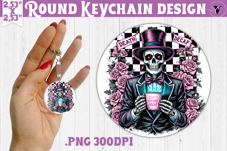 Round keychain | Checkered | Retro Halloween