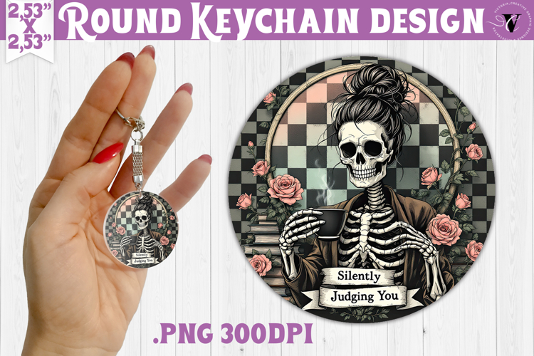 Round keychain | Checkered | Retro Halloween
