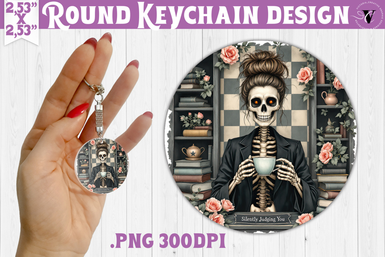 Round keychain | Checkered | Retro Halloween