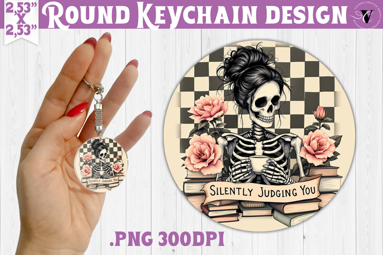 Round keychain | Checkered | Retro Halloween