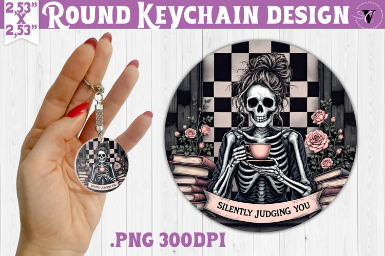 Round keychain | Checkered | Retro Halloween