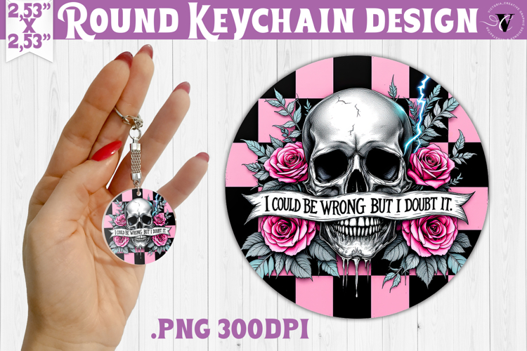 Round keychain | Checkered | Retro Halloween