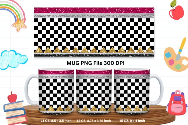 11oz & 15oz Mug School Design Teacher Checkerboard Pencil