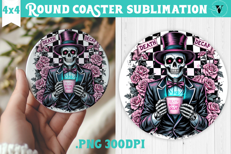 Round Coasters | Checkered | Retro Halloween