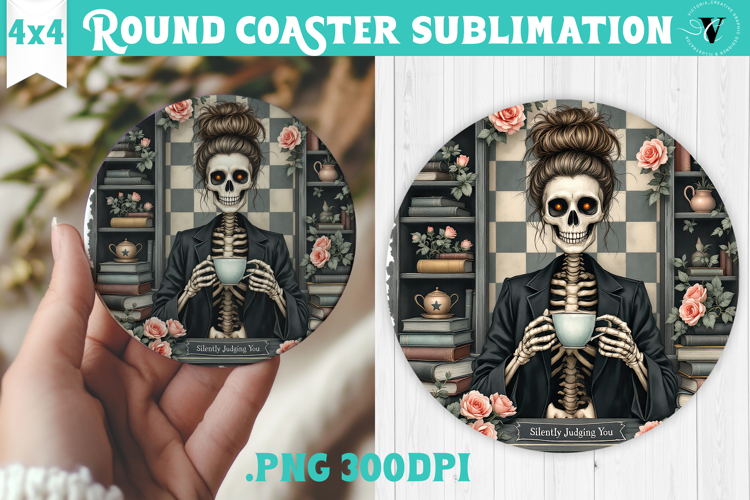 Round Coasters | Checkered | Retro Halloween