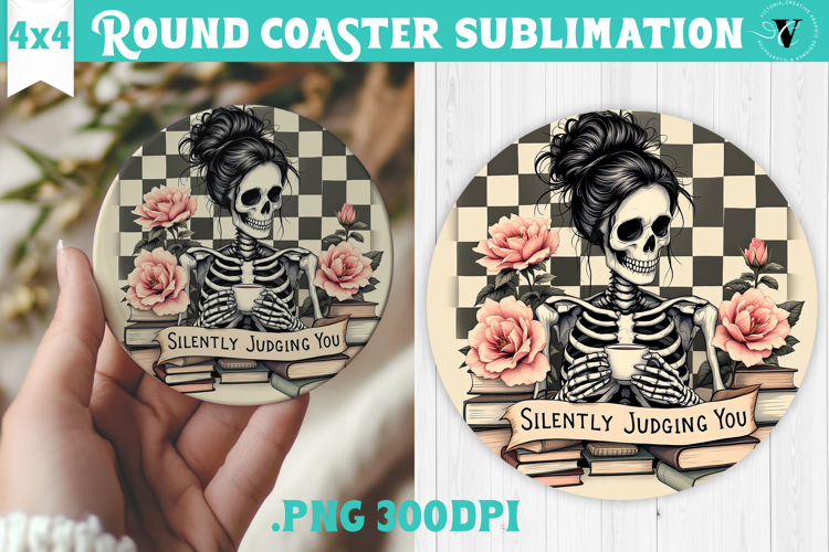 Round Coasters | Checkered | Retro Halloween