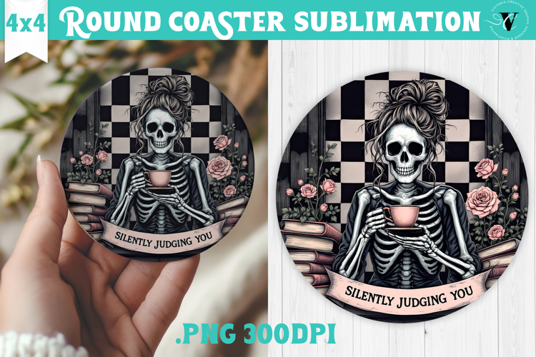 Round Coasters | Checkered | Retro Halloween