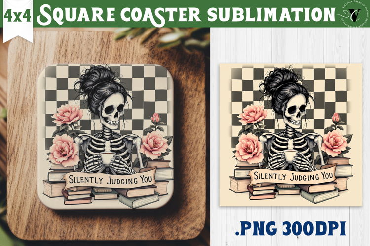 Square Coasters | Checkered | Retro Halloween