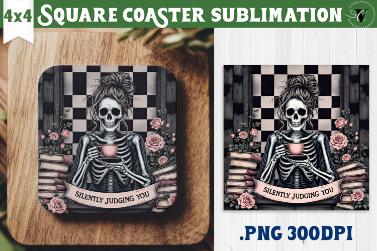 Square Coasters | Checkered | Retro Halloween