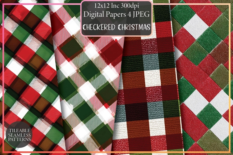 Checkered Christmas Pattern Paper Xmas Design