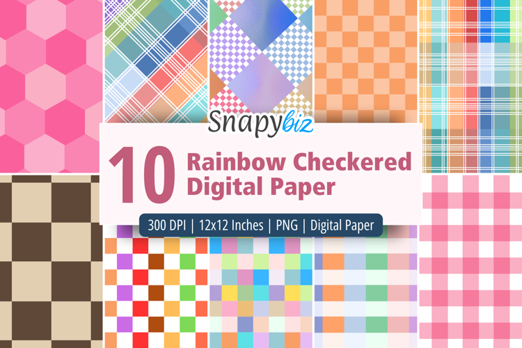 Rainbow Checkered Seamless Digital Paper