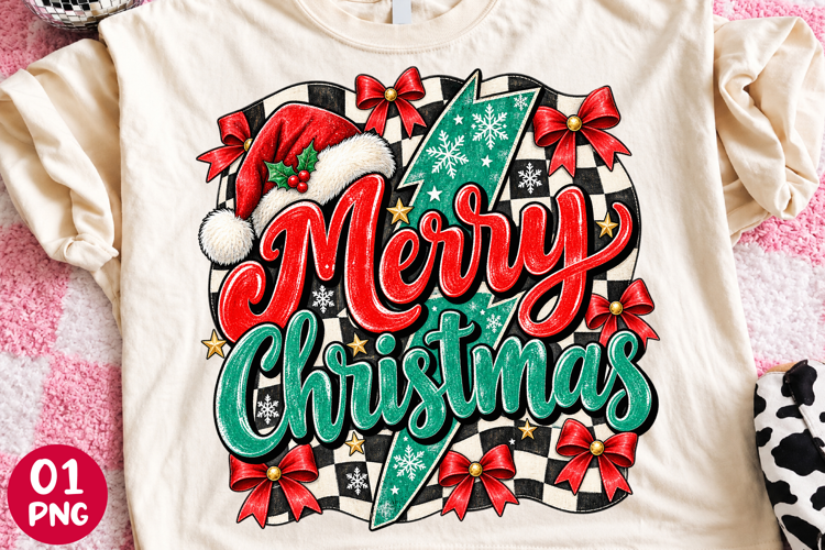 Checkered Merry Christmas PNG
