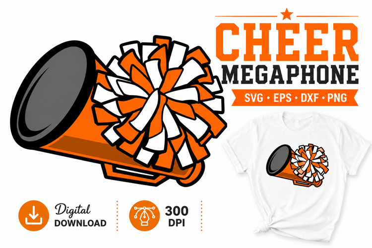 Cheerleader SVG, Megaphone and Pom Pom Cheer Cut File