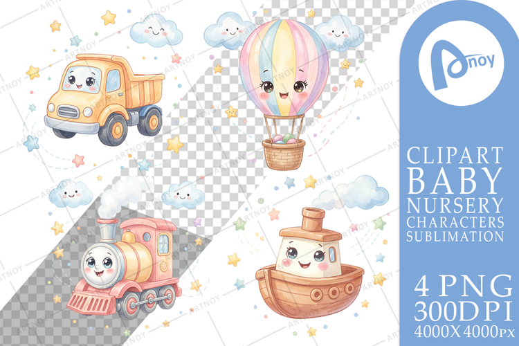 Cheerful Nursery Vehicle Sublimation