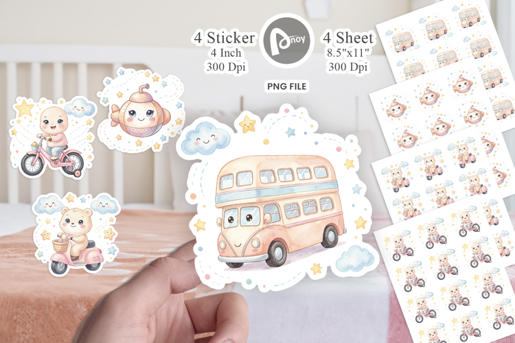 Cheerful Nursery Vehicle Sticker