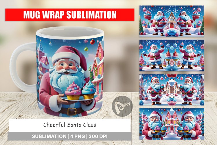 Mug Wrap Design Cheerful Santa Claus