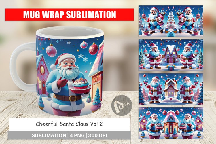 Mug Wrap Design Cheerful Santa Claus