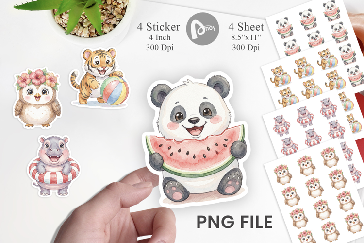 Cheerful Summer Animals Sticker