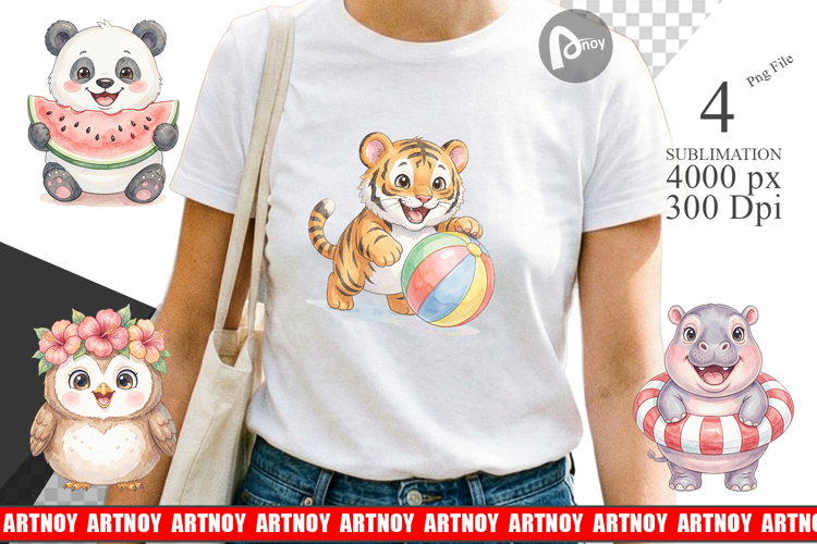 Cheerful Summer Animals Sublimation