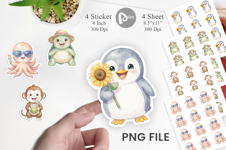 Cheerful Summer Animals Sticker
