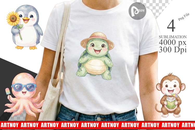 Cheerful Summer Animals Sublimation