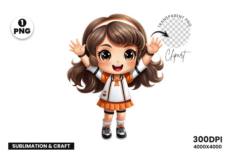 Cheerleader Girl Sublimation PNG | Cheerleader Clipart PNG