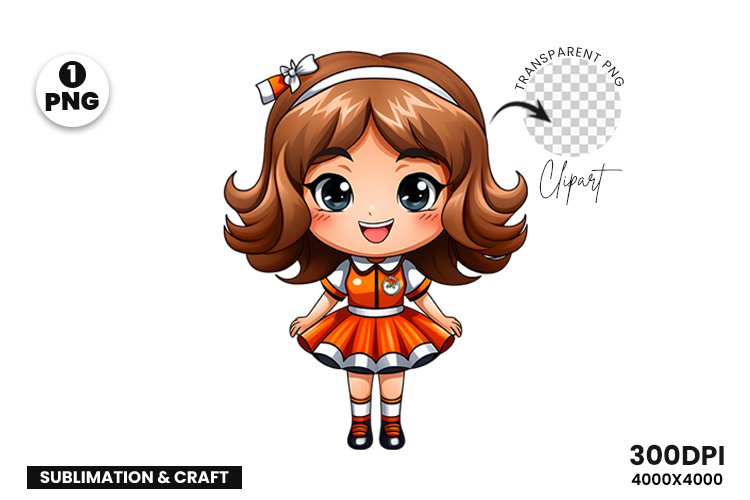 Cheerleader Girl Sublimation PNG | Cheerleader Clipart PNG