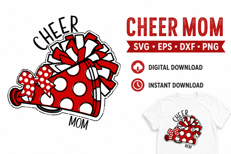 Cheer Mom SVG, Cheerleader Biggest Fan Megaphone Cut File example image 1