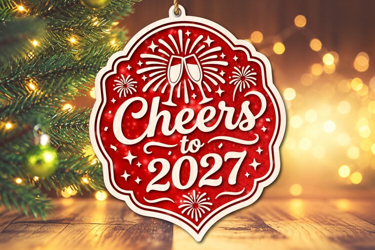 Cheers to 2027 New Year Ornament SVG example image 1