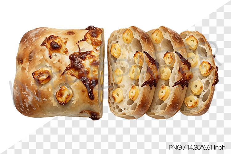 Cheese Ciabatta PNG Clipart Bread Dessert Watercolor Illust