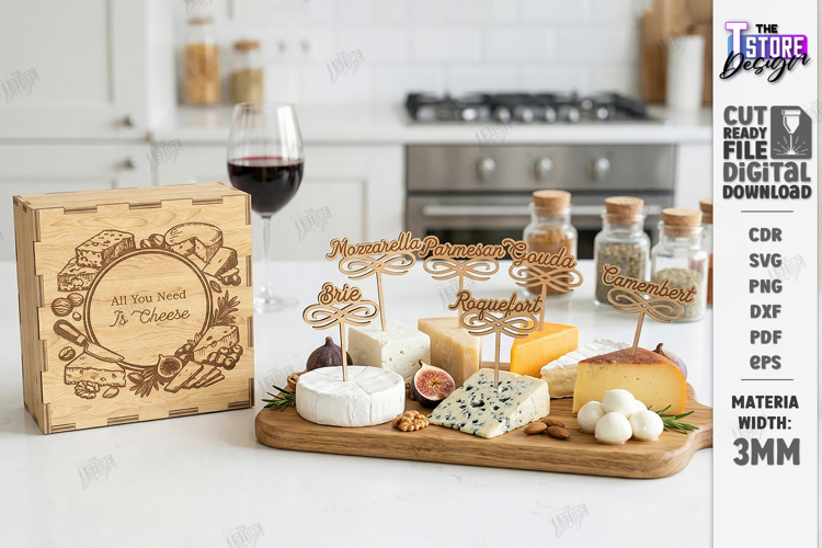 Cheese Marker Stakes with Storage Box Laser Cut Kit | CNC example image 1