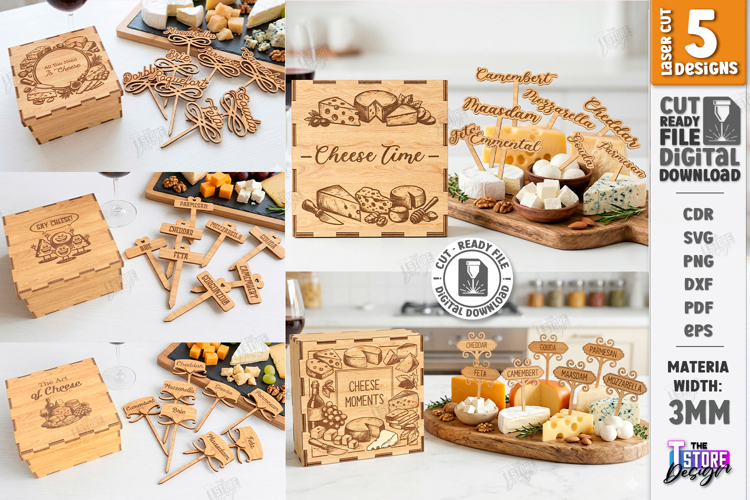 Cheese Marker Stakes with Storage Boxes Laser Cut Bundle