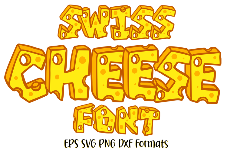 Cheese Typeface Lettering ABC Text Font Cheesy SVG Vector