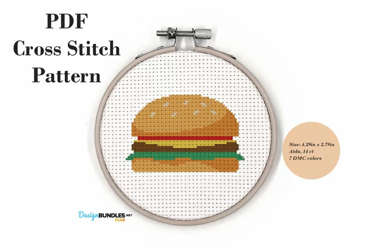 Cheeseburger Cross Stitch Pattern PDF File