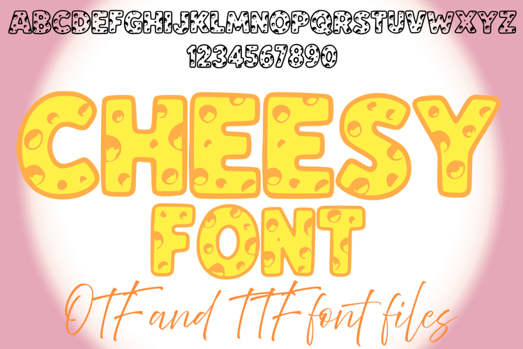 Cheesy Cheese Typeface Lettering ABC Text Font Food OTF