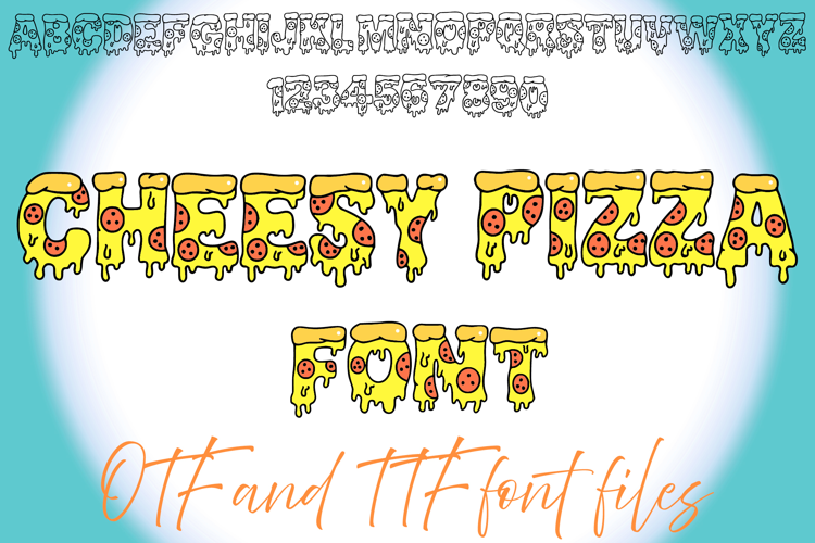 Cheesy Pizza Alphabet Lettering ABC Text Font Typeface OTF