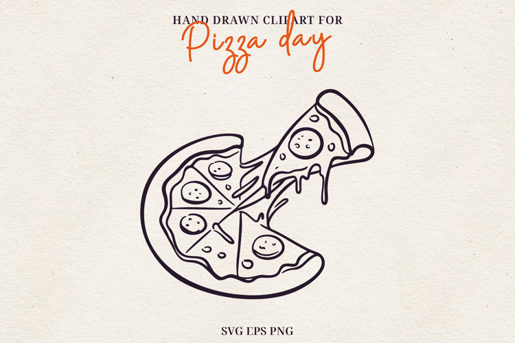 Hand Drawn Pizza Clipart Pizza Illustration SVG PNG EPS