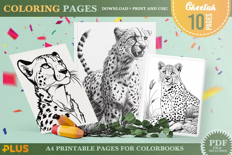 Cheetah Coloring Pages - Wild Animal Illustration