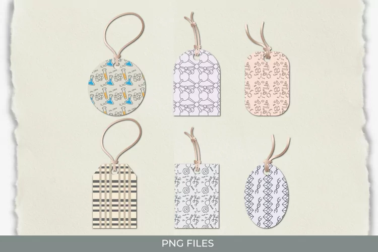 Chemistry Seamless Pattern Shaped Tags