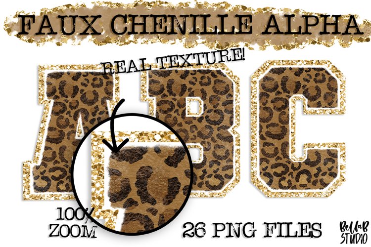 Leopard Faux Chenille Alphabet Set, Varsity Alphabet