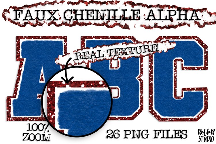 Faux Chenille Alphabet Set, Varsity Alphabet, Navy and Red