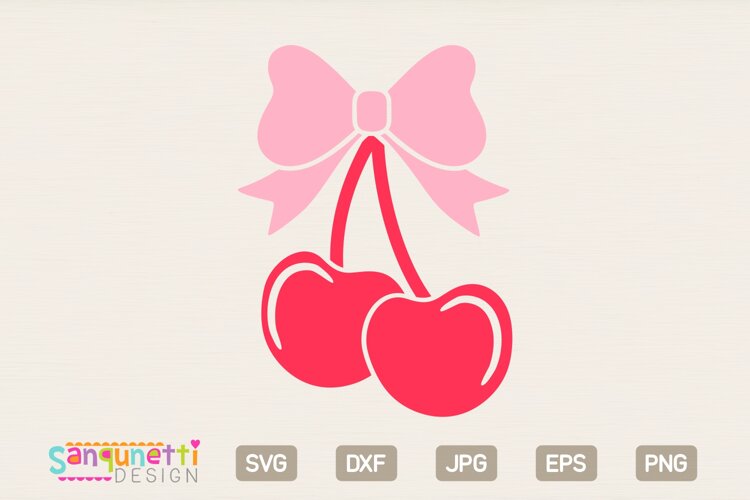 Cherries with Bow SVG | Coquette Cherry Clipart