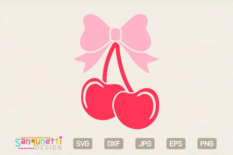 Cherries with Bow SVG | Coquette Cherry Clipart