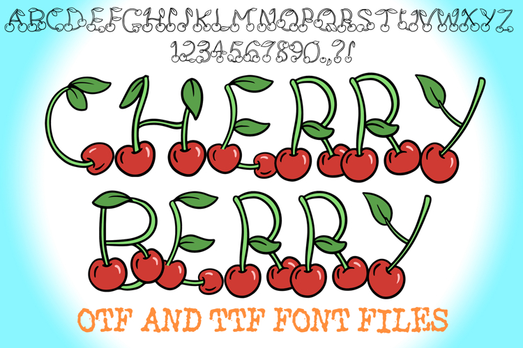 Cherry Berry Fruit Alphabet Lettering ABC Text Font OTF 