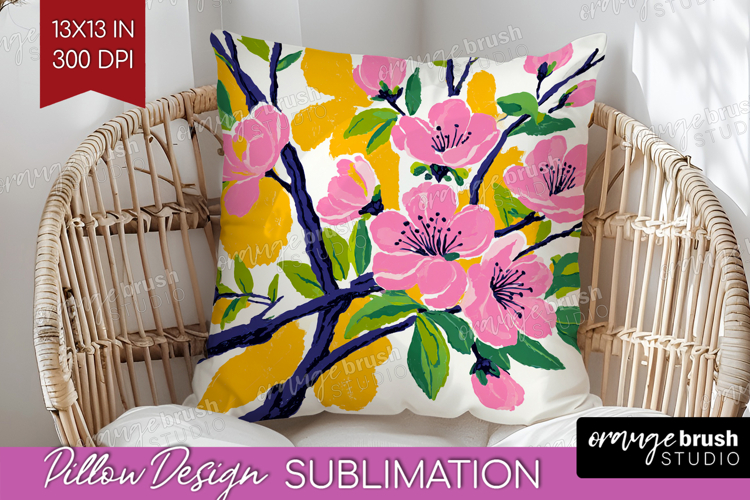 Cherry Blossom Modern Floral Pillow Sublimation Sping Flower
