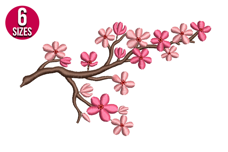 Cherry Branch Machine Embroidery Design - 6 sizes