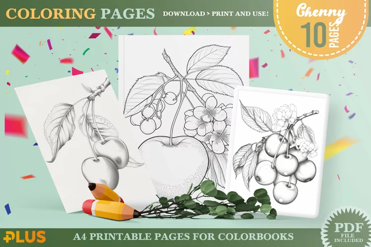 Cherry Coloring Pages - Realistic Fruit Illustrations