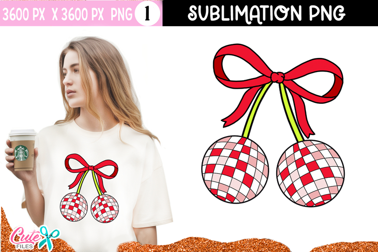 Cherry Disco Ball Design | Retro Love Sublimation