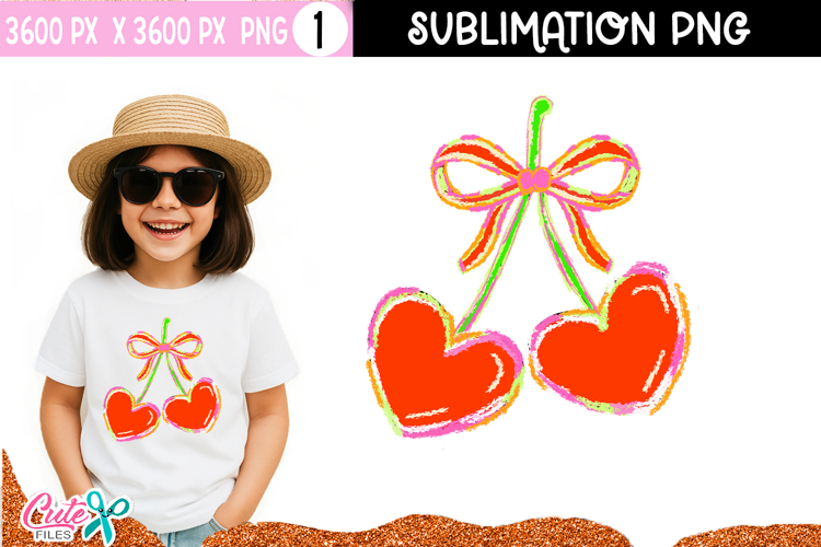 Cherry Hearts Sublimation Design